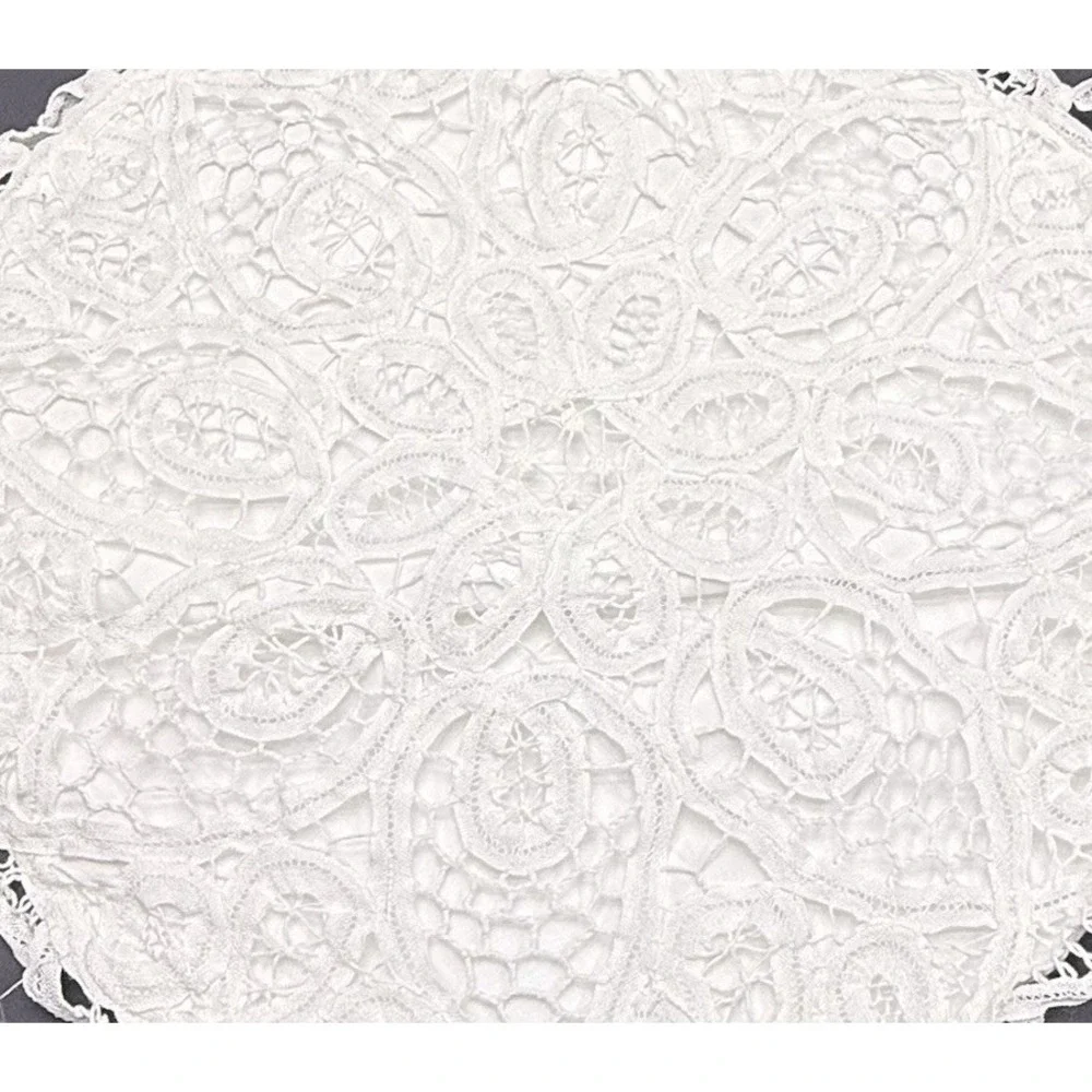 Vintage White Crochet Lace Pillow Sham Lined 14